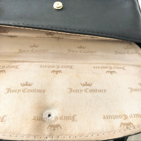 Juicy Couture Black Faux Leather Crossbody Wallet Purse Gold Hardware - Picture 4 of 16